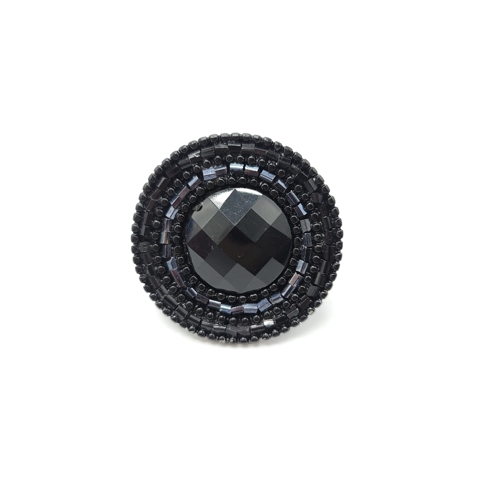 Black rhinestone beaded stretch ring